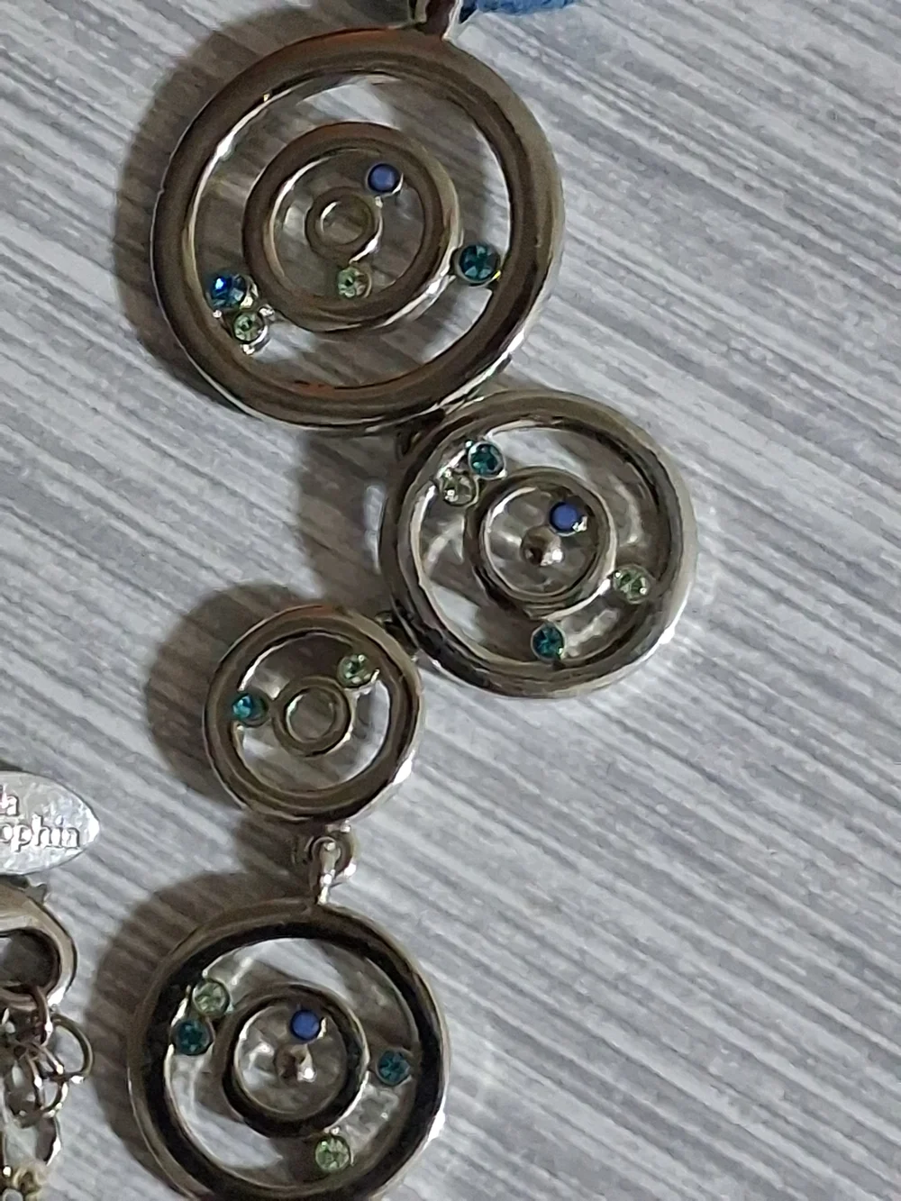 Lia Sophia Blue Cord Silver-Tone Triple Circle Necklace and Earring Set
